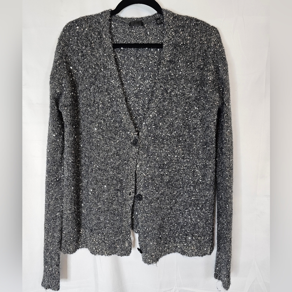 Atm size Small grey sequins wool button-down cardigan NWOT
